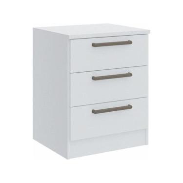 Imagem de Mesa de Cabeceira Modulada Requinte com 3 Gavetas - Branco Line - Móve