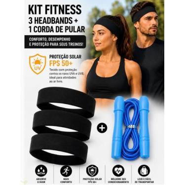 Imagem de Kit 3 Headband Faixa de Cabeça Esportiva Corda de Pular Fitness Academ