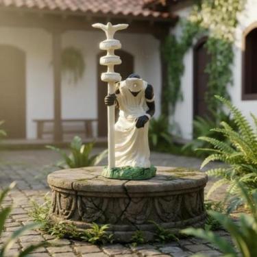 Imagem de Escultura Orixá Oxalá Branco 15 cm em Resina - Lua Mística - 100% Orig