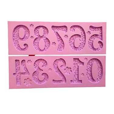 Imagem de Confeitaria dos moldes, F867 MOLDE DE SILICONE NÚMERO FLORIDO VELA BOLO CONFEITARIA ARTESANATO
