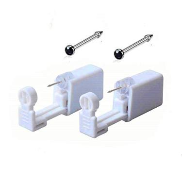 Imagem de Kit de pistola de piercing de nariz descartável, kit de pistola de piercing de nariz para orelha própria, kit de pistola de segurança indolor com pino (preto)