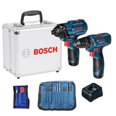 Imagem de Kit Parafusadeira e Furadeira 2 Bat Lítio 2AH Bivolt 12V GSR120 + GDR120 Bosch