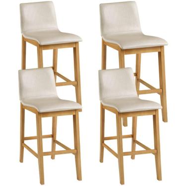 Imagem de Kit 04 Banquetas Altas Estofada Para Cozinha Sala De Jantar Fixa Elis B05 Facto Bege - Lyam Decor