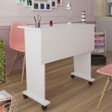 Imagem de Mesa De Manicure Diamante Dobrável Com Rodízio Branco - Pnr Móveis