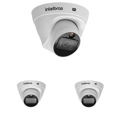 Imagem de Kit 3 Câmera IP 2 Megapixels 2.8mm 20m PoE VIP 1220 D FULL COLOR Intelbras