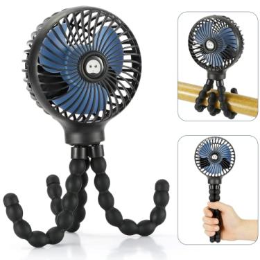Imagem de snawowo Mini ventilador portátil pessoal portátil, ventilador de carrinho de bebê, ventilador de assento de carro, alimentado por USB ou bateria, com clipe de tripé flexível na cama de estudante, mesa