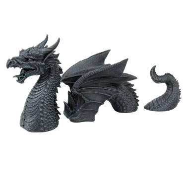 Imagem de Medieval Fantasy Dragon Emerging From Lawn Statue Three Part Garden Decor