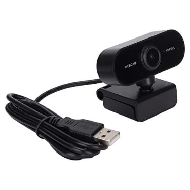 Imagem de Câmera da Web 1080P, Plug and Play Laptop Desktop HD Webcam Unidade USB Estéreo com Microfone para transmissão ao vivo para videochamada para conferência