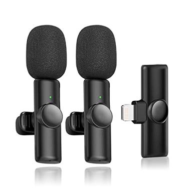Imagem de 2 Peças Microfone de lapela sem fio para iPhone, Microfone duplo para gravação de vídeo, Sincronização automática Plug-Play Mini Mic 2,4 GHz para transmissão ao vivo on TikTok (Para iPhone 2 peças)