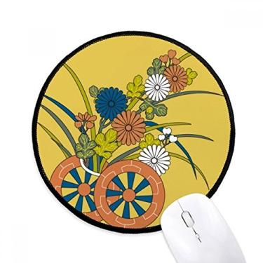 Imagem de Tapete de mouse de flor de cultura japonesa outono desktop escritório tapete redondo para computador