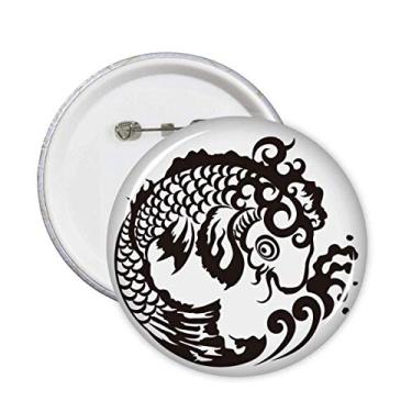 Imagem de Peixe animal chinês japonês, alfinetes de água, crachá, botão, emblema, acessório, decoração, 5 peças
