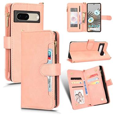 Imagem de Capas de telefone de negócios de moda de luxo para Google Pixel 7 7 Pro capa de couro com zíper 6 compartimentos para cartão carteira à prova de choque capa para celular Google Pixel 7 7 Pro (rosa, Google Pixel 7)