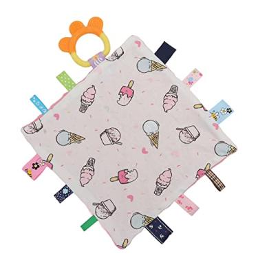 Imagem de Toalha de saliva confortável para bebê, mordedor de silicone padrões bonitos toalha de saliva infantil macia confortável toque desenvolvimento visual para uso doméstico (sorvete)