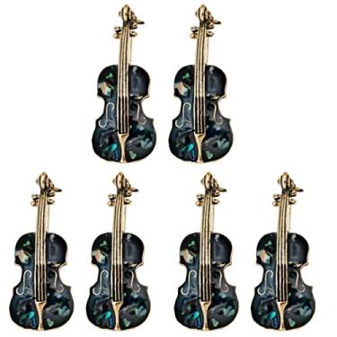Imagem de Adorainbow 6 pcs Delicate Breastpin Clothing Cardigan Clips Decoration Cello for Shawl Enamel Alloy Clothes Personality Jewelry Women Violoncello Brooch Clip Fashion Sweater Shell Lovers