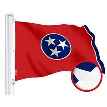 Imagem de G128 Bandeira do estado Tennessee TN | 1,8 m x 3,6 m | Série StormFlyer bordada 220 g/m² poliéster fiado | Design bordado, interior/exterior, ilhós de latão, resistente, para todos os climas