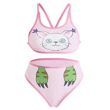 Imagem de SINROYEE Ladies Sexy Cosplay Lingerie Japanese Anime Bikini Lolita Kawaii Bra and Panty Set For womens (Pink)