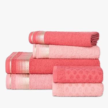 Imagem de Jogo C/ 6 Peças 2 Banho Berlim 2 Rosto Berlim e 2 Piso Londres - Mch Toalhas (Terracota + Rosa)