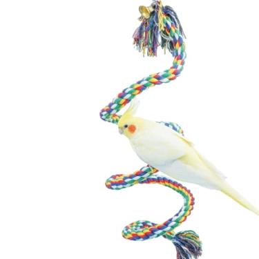 Imagem de Poleiros de pássaros, brinquedos de balanço de corda de escalada coloridos de papagaio, suporte de papagaios, arararas, periquitos e outros pássaros pequenos ou grandes (pequeno (100 cm))