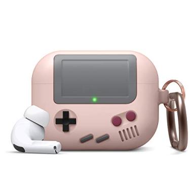 Imagem de elago Capa AW5 compatível com Airpods Pro, design clássico de console de jogos portátil com chaveiro, estrutura de silicone durável, compatível com MagSafe [patente registrada nos EUA] [rosa areia]