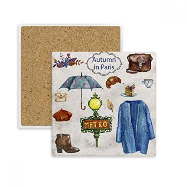 Imagem de Guarda-chuva vestido França Life Square porta-copos tapete caneca subplaca suporte isolamento pedra