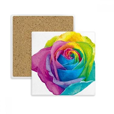 Imagem de Porta-copos quadrado LGBT flor lésbica arco-íris gay porta-copos suporte subplaca pedra isolante