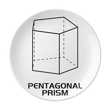Imagem de Prato geométrico matemático de prisma pentagonal decorativo de porcelana salver louças de jantar