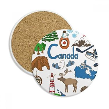 Imagem de Caneca de porta-copos com bandeira nacional do Canadá Landscap Caneca de proteção de mesa Pedra absorvente