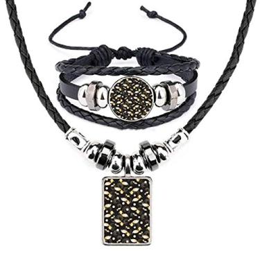 Imagem de Ripple Flowers Repeat Japan Leather Necklace Jewelry Set