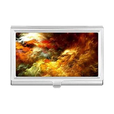 Imagem de Porta-cartões de visita Paisagem Nebulosa Dourada Céu Laranja Carteira Porta Cartão Protetor de Cartão