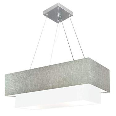 Imagem de Lustre Pendente Duplo Retangular Cúpula Tecido 70x30/60x25, Vivare Iluminação, Pendente4138 CZBR, Cinza/Branco, Grande