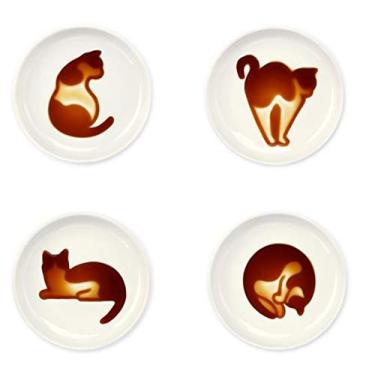 Imagem de 4 peças de pratos de tempero para alívio de gatos de cerâmica, tigela de mergulho, prato de sobremesa – 8,9 cm, Branco, free, 1