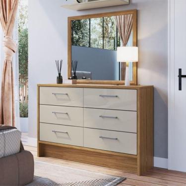 Imagem de Cômoda com Espelho 6 Gavetas Decibal Marromlle/Cristalo