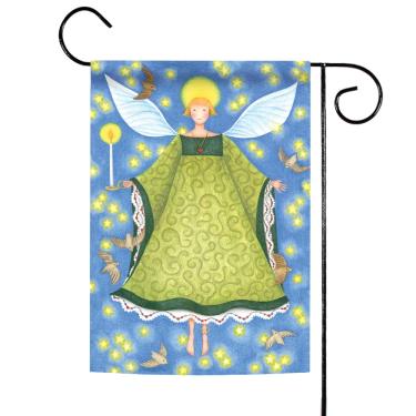 Imagem de Toland Home Garden Angelina Bandeira de jardim com estrela dourada decorativa colorida de 31 x 45 cm