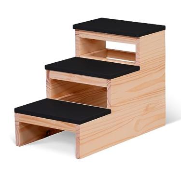 Imagem de Escada Rampa Cães Gatos 3 Degraus Madeira Subir Cama Preto