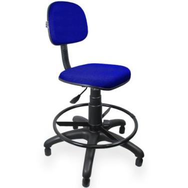 Imagem de Cadeira Caixa Alta Giratória Secretaria  - Tecido Azul - Plaxmetal