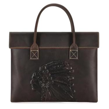 Imagem de Mala de Couro bovino para Laptop de 15 polegadas para Homens Negócios Bolsa de mão com alça superior e carteira (A)