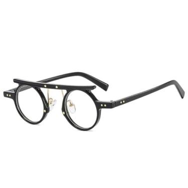 Imagem de Moda pequena redonda punk óculos de sol feminino retro claro oceano gradiente lente tons uv400 masculino cor dupla rebites óculos de sol, preto transparente, tamanho único