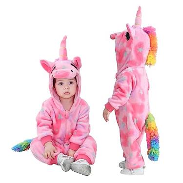 Imagem de TONWHAR Body de animal para bebês meninos e meninas, macacão infantil e infantil, fantasia de Halloween (2,5 a 3,5 anos/altura: 99 a 104 cm, unicórnio rosa)