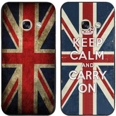 Imagem de 2 peças Keep Calm Carry On Retro Bandeira do Reino Unido impressa TPU gel silicone capa de telefone traseira para Samsung Galaxy (Galaxy A7 2017)