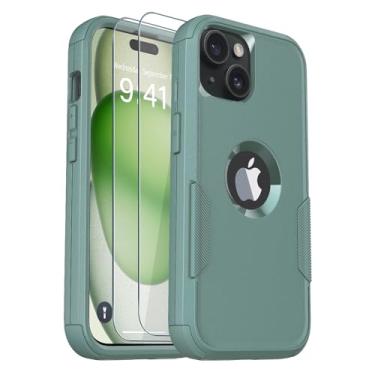 Imagem de Guirble Capa para iPhone 15 Plus, [2 + protetor de tela de vidro temperado] [3 m militar à prova de queda], capa de telefone antiderrapante à prova de choque para iPhone 15 Plus de 6,7 polegadas (verde pinheiro)