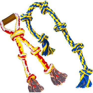 Imagem de Fejapa Brinquedos de corda para cães grandes para mastigadores agressivos Pitbull cabo de guerra interativo resistente ao ar livre médio grande raça GG corda de mastigar cachorro forte durável