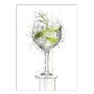 Imagem de Placa Decorativa Gin Splash Ilustração Bebidas Decoração Cozinha Bar