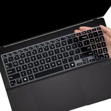 Imagem de Capa de teclado para laptop ASUS Vivobook 15 M5506 S5506 Q5507 S5507 S5507QA 39.6 cm, VivoBook 16 M5606 S5606 16 polegadas, novo Vivibook 15 2025 2024 .6 16 Capa protetora para teclado - preta
