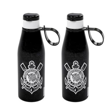 Imagem de Garrafa Infantil do Corinthians de Água Hidratação Timão Garrafinha Oficial Licenciado Original Plasútil 530ml kit com 2 unidades