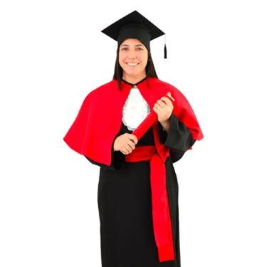 Imagem de Beca Formatura + Capelo + Jabô + Faixa + Canudo+ Capa Ombro (Vermelho, Infantil 01)