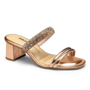 Imagem de Tamanco Dakota Feminino Metalizado Strass Brilho Tiras