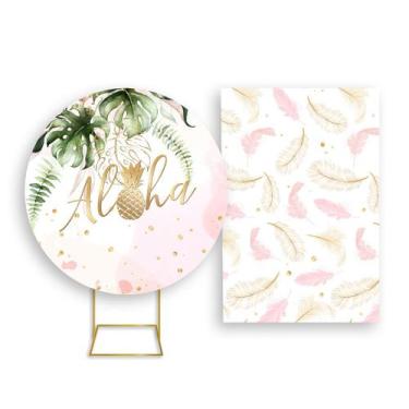 Imagem de Painel De Festa Redondo 1,50x1,50 + Painel Vertical 1,50x2,20 - Tropic