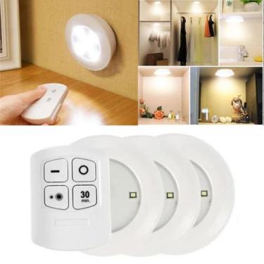 Imagem de Kit 3 Luminarias Led Spot Lampada Pilha Adesivo Sem Fio Fácil Instalaç