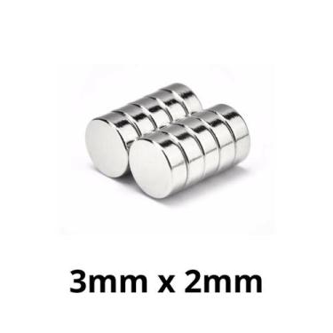 Imagem de Kit 10 Imã Neodímio Disco Magnético N35  3x 2 mm Super Forte Potente R
