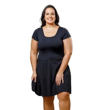 Imagem de Maiô Vestido Plus Size Com Saia Embutida Uv50+ Com Bojo Moda Praia Eva
